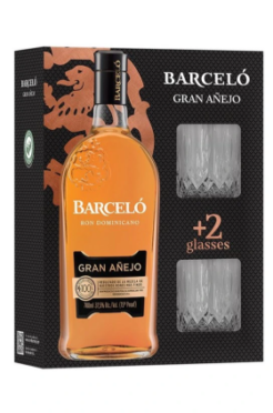 Barceló Gran Añejo 70cl met 2 glazen, 37,5% alc